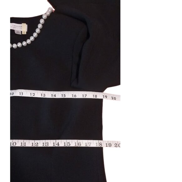 Tahari ASL Women's Faux Bright-White Pearl-Trim Ruffled-Sleeve Black Jacket SZ 8 - Picture 8 of 11